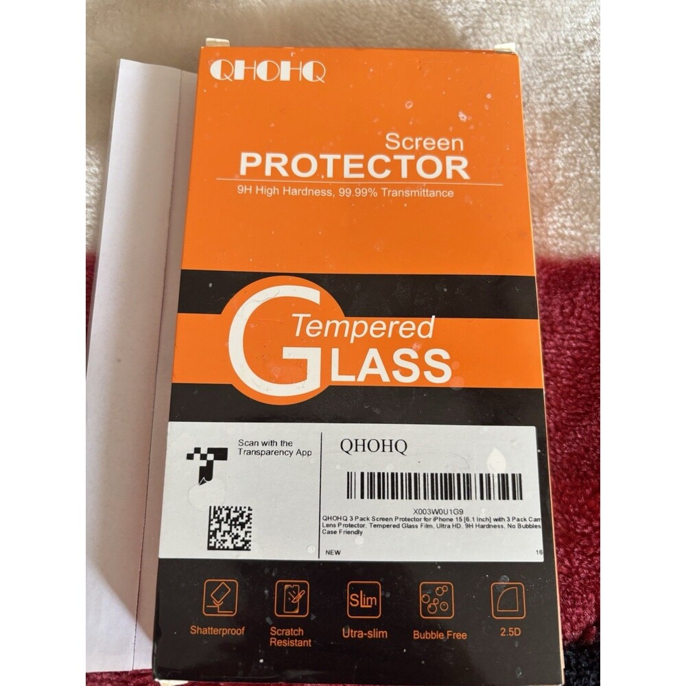 QHOHQ Screen Protector 3pk for iPhone 15